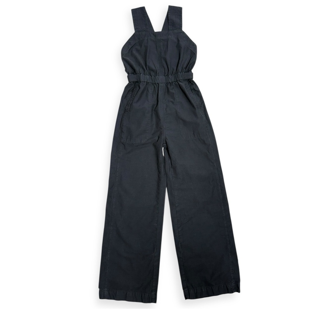 Everlane Fatigue Apron Jumpsuit XS 00 Washed Black Organic Cotton Linen Utility - Picture 2 of 12